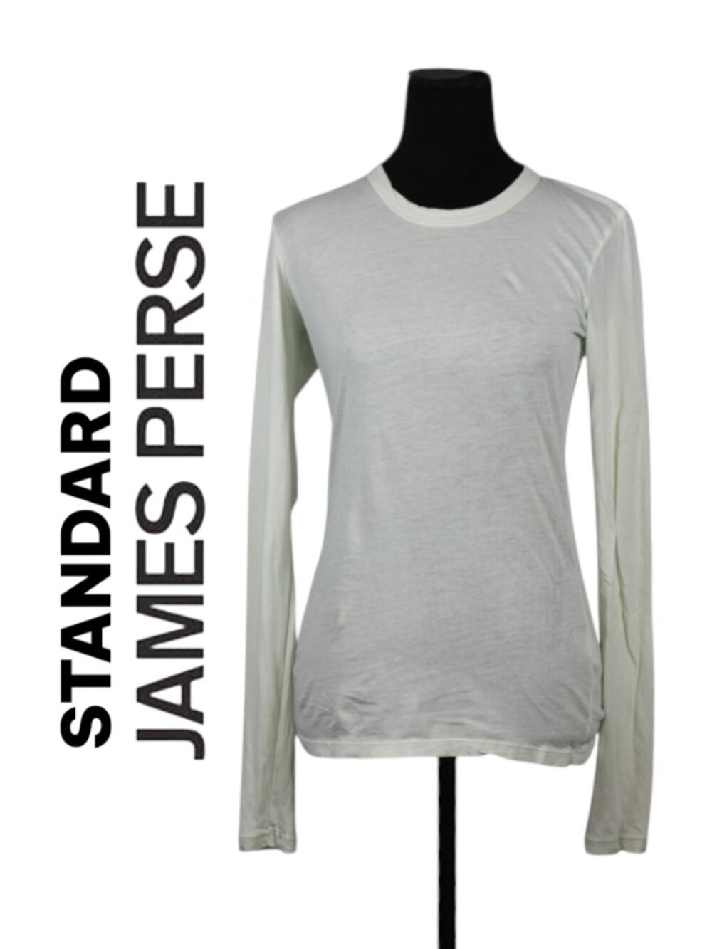 Standard James Perse Long Sleeve 100% Cotton Ivory Long Sleeve Crewneck T-Shirt